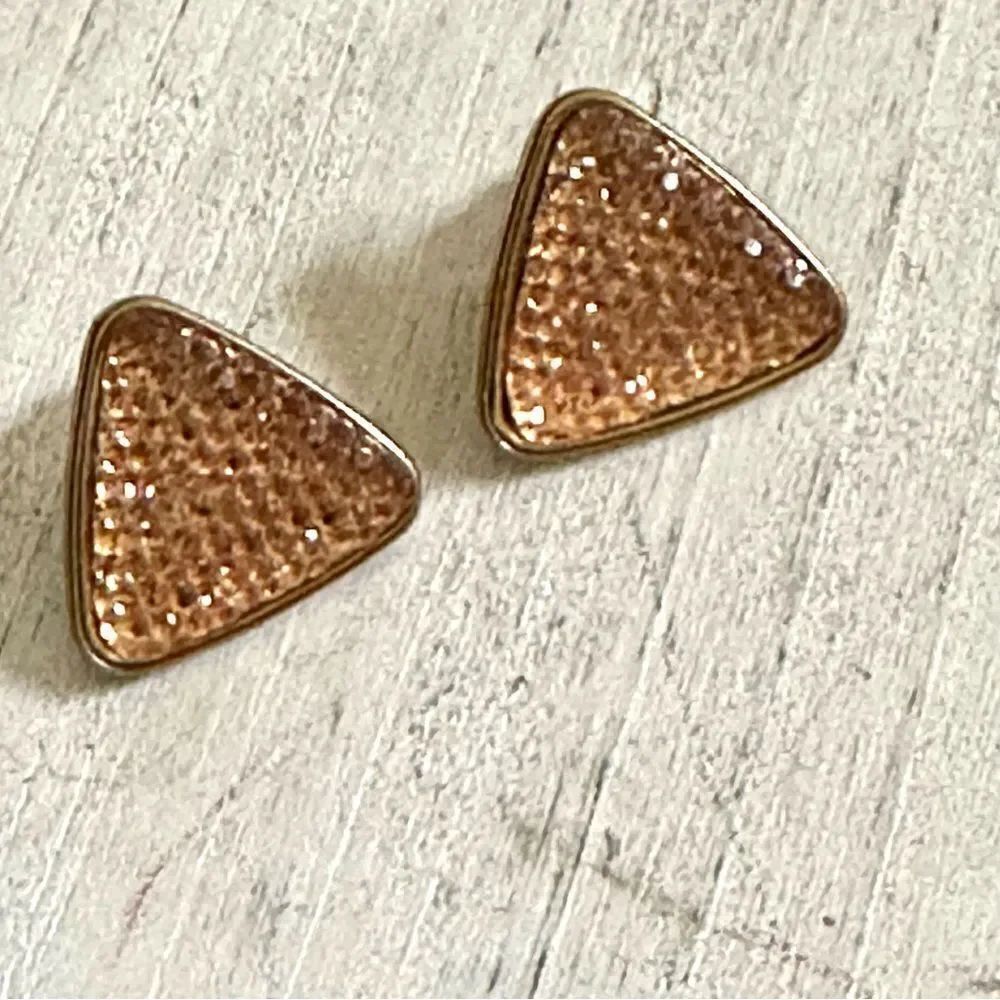 Gold tone triangle post earrings